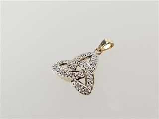 14K Yellow Gold APX 1/10 CTW Irish Celtic Trinity Pendant